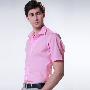 佰杰斯时尚修身纯棉男士短袖衬衫/衬衣 条纹/粉红色