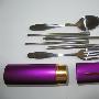 便携式餐具（叉子勺子筷子）套装/不锈钢筷子/大号紫色