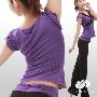 特价2010新款哈莲瑜伽服舞蹈服r1014_r1105紫+黑瑜珈套装含胸垫