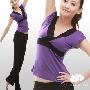 特价2010新款哈莲瑜伽服舞蹈服r1014_r1102紫+黑瑜珈套装含胸垫
