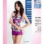 三奇  2010新款泳装 纱质衣摆 分体平角泳衣 两件套 11035