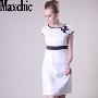 Maxchic品牌专柜正品爆款优雅女士进口提花面料拼色连衣裙