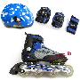 爱贝拓/EBETE专业轮溜冰鞋 直排轮滑 旱冰鞋 EX049黑蓝护具+头盔