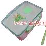 [A28]筷子勺子/内部分格/微波炉适用◆2合1饭盒 绿