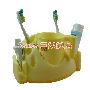[D13]带水杯/挤牙膏器◆多用牙刷套具/牙刷座/牙刷架 黄