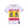 Justyle 熊猫和和谐谐系列 熊猫抱抱炫色字母印花短袖T恤-S-1028101901