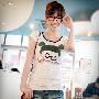 yn-波点眼镜女孩短袖T恤 白色 TS027021