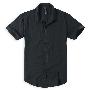 太平鸟男装黑色简约风格气质短袖衬衫83109226025专柜正品
