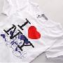 学院派 I love NY与Mickey联手可爱修身简洁白色短款T恤 k4