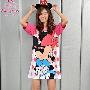 韩琦丝●韩式风格纯棉休闲米奇五分袖款女装睡裙家居服06634