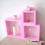 鹿游记创意粉色方格子3件套 书架 家居设计 家居摆设 墙柜 家具