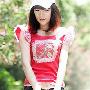 2010夏装新款超可爱韩版蕾丝镶珠花雨伞圆领公主短袖T恤