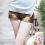 2010夏装新款 韩版实拍百搭彩色半身牛仔短裤热裤 送腰带