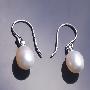 第八区 925纯银天然淡水珍珠耳环-白色经典款 ES01-7