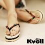 专柜正品|KVOLL手工波西米亚松石镶嵌夹趾低跟凉拖K00159款 2色