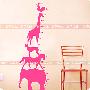[新飾線墻貼]歡樂動物身高貼 韓國貼紙卡通客廳電視背景兒童