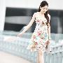 2010夏 新款 韩版浪漫玫瑰印花抹胸（胸垫）连衣裙R3424
