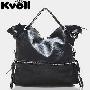专柜正品|时尚简洁款系带拉连环手提/斜跨2用包 黑色 KB00090