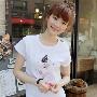 [我爱酷]粉色光芒女孩 图案T恤-P100607000042