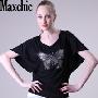 Maxchic品牌针织镶钻妩媚蝴蝶袖短袖T恤D10WL019