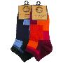 棉花共和国 男士休闲船袜 02191030(桔色/蓝色)2双组合