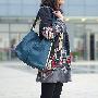 专柜日韩流行时尚元素真皮女士单肩斜挎包 蓝色 f03