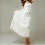韩版波西米亚风格花边绑带吊带长裙（黑白两色入）D26856#