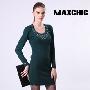 Maxchic品牌奢华优雅印花妩媚高领修身针织连衣裙DQ42021C10M