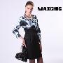 Maxchic品牌摩登都市系列褶裥圆领印花长袖连衣裙DQ43242S10M_1