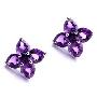 梵客-极品天然紫水晶925纯银耳钉-花儿朵朵