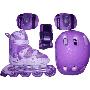 Joerex-祖迪斯新款儿童可调轮滑鞋JRO09702套装（鞋+护具+头盔）紫色（S号）