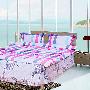 【在线支付】优玛-粉蓝交辉床上用品活性四件套5尺 被套 床单