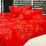 【在线支付】优玛-红意盎然床上用品婚庆四件套5尺 被套 床单