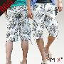 MIX2 2010新款印花沙滩裤多袋工装休闲情侣装男装短裤L02K01A1