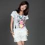 UIP正品 2010新款夏女式休闲可爱印花 T恤 卡通图案 短T120203027