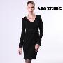 Maxchic品牌奢华优雅系列提花气质款针织喇叭袖连衣裙DQ42022C10M