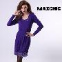 Maxchic品牌海报款裙摆璀璨华美长袖针织连衣裙DQ42027C10M