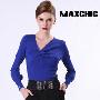 Maxchic品牌摩登系列时尚欧美立体剪裁长袖针织衫上衣DQ33017C10M