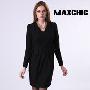 Maxchic品牌奢华优雅系列V领长袖毛料修身版连衣裙DQ43230S1