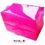喜家家宜家风格优质加厚女式鞋盒6个装粉色(带插片/可上下叠加)