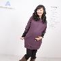 秋冬--韩国孕妇装之8分袖青春连帽外套/卫衣 紫色（均码）