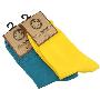棉花共和国 女士休闲船袜52191019(黄/蓝)2双组合