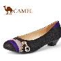 美国骆驼 女鞋 头层牛皮 女士休闲鞋 853511-紫色