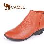 CAMEL 美国骆驼 女鞋 头层牛皮 女士时尚休闲鞋 586821-土黄