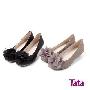 专柜正品 他她tata 2010春季黑色布纹羊皮女鞋 388-32=主仓