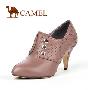 camel 时尚淑女风格全牛皮高跟女鞋 670811 灰色