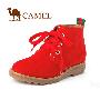 美国骆驼 经典磨砂小牛皮时尚矮靴 980821 大红色