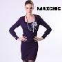 Maxchic品牌奢华优雅系列手工时尚款裙摆针织连衣裙DQ42028C10M