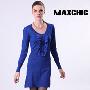 Maxchic品牌奢华优雅系蕾丝花边修身唯美长袖连衣裙DQ42025C10M