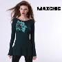 包邮Maxchic品牌奢华优雅修身绚烂印花长袖针织衫毛衣Q33002C10M